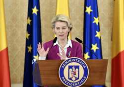 PALATUL COTROCENI  - DECLARATII COMUNE PRESA - URSULA VON DER LEYEN - KLAUS IOHANNIS