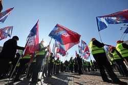 BUCURESTI - PROTEST - SINDICATUL NATIONAL AL POLITISTILOR SI AL PERSONALULUI CONTRACTUAL