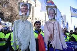 BUCURESTI - PROTEST - SINDICATUL NATIONAL AL POLITISTILOR SI AL PERSONALULUI CONTRACTUAL